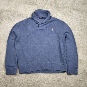 Polo Ralph Lauren Shawl Collar Sweater Men Size Large L/G Blue Casual Fit RL USA